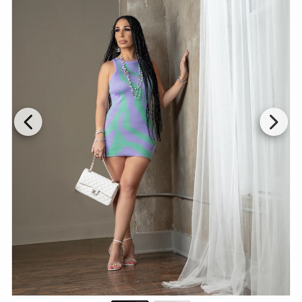 Purple Green Mini Dress sleeveless